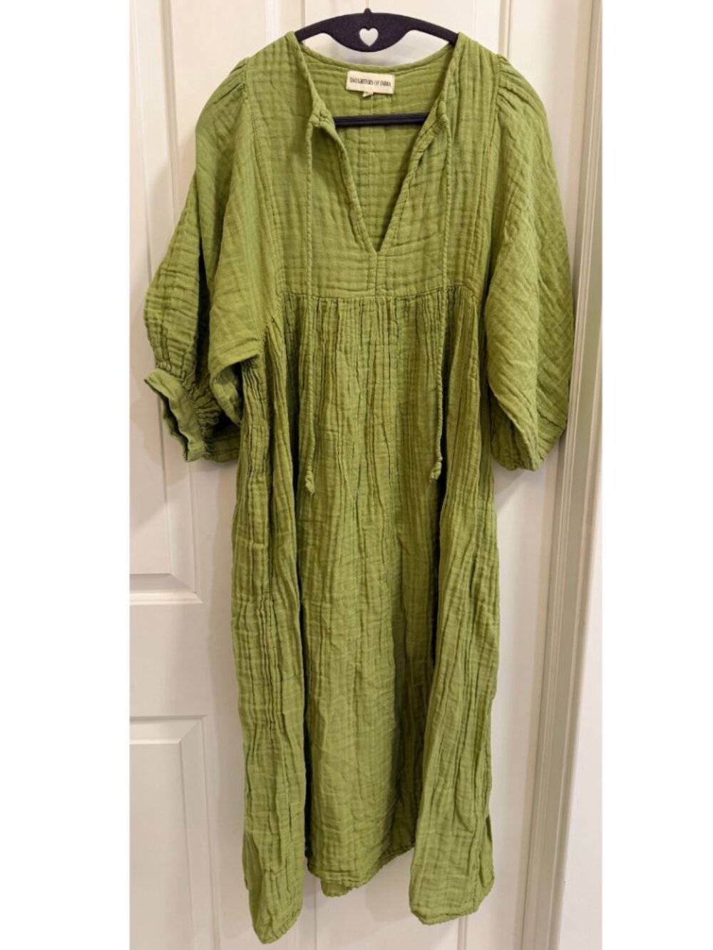 Daughters of India Diya Midi Dress Pistachio Green XS